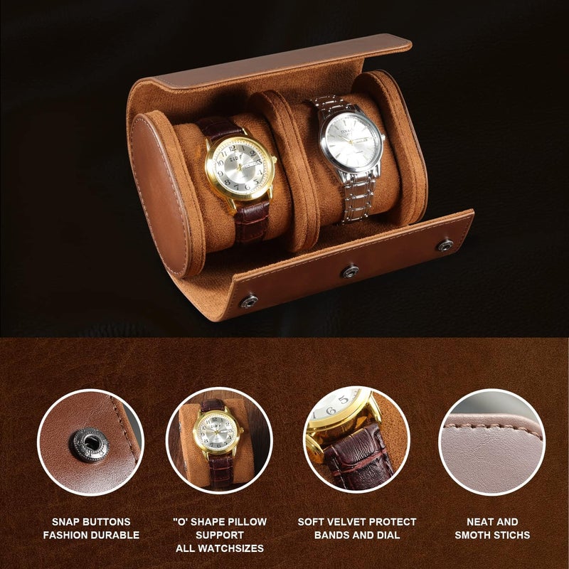 ROSELLE Watch Roll Travel Case for Men and Women- 2 Watch Storage and Organizer-Secure Storage with Innovative Removable Pillows & Solid Dividers for Home, Travel and Display (Brown-2 Slot) - Image 3